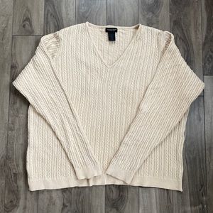 Parkhurst 100% Cotton Cable Knit V-neck Sweater